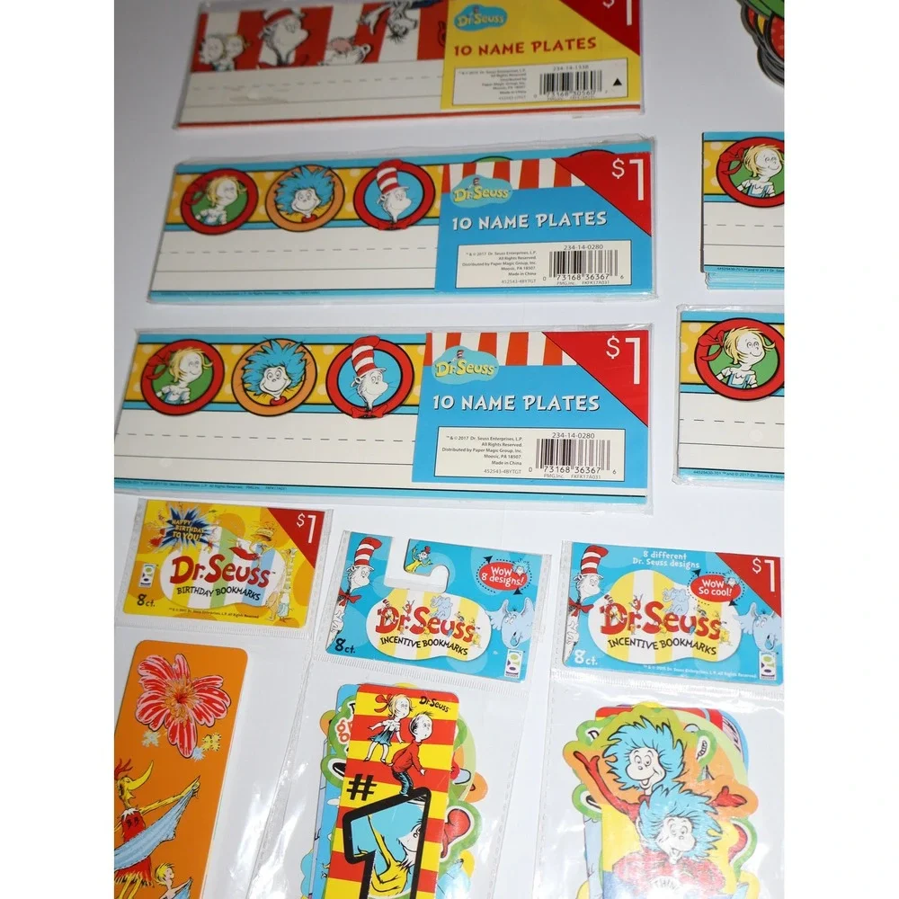 Dr Seuss Teaching Home School Supplies Name Plates Bookmarks Awards Large Lot